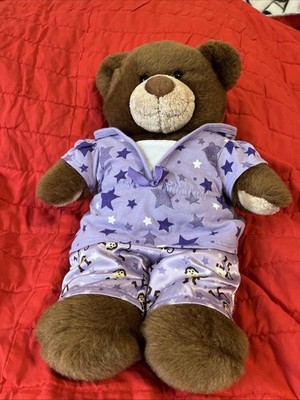 Build A Bear Brown & Tan Teddy Bear Plush 15  With Purple Monkey & Stars Outfit