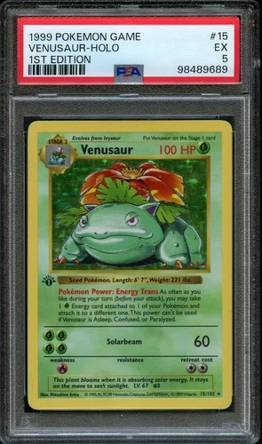 Pokemon THICK Stamp Venusaur Holo #15 | PSA 5 EX | 1st Edition Base Set 1999