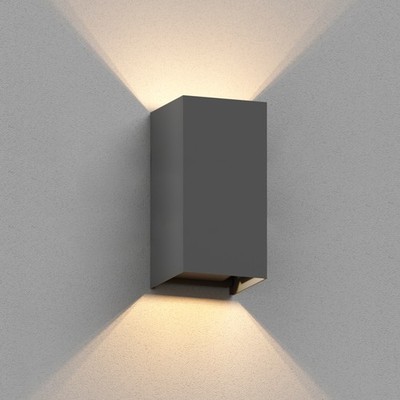 Wandleuchte CUBEL für außen, anthrazit, IP65, Up & Downlight, rechteckig,