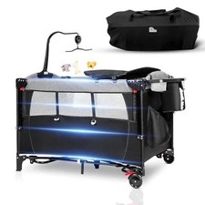 Cuna De Bebe Para Junto Cama Plegable Portatil Con Musica Y Juguetes Giratoria