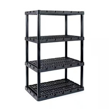 Black 24 In. X 56.25 In. X 36 In. Knect-A-Shelf 3-Tier Plastic Light Duty Interl