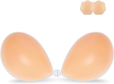 Niidor Adhesive Bra Strapless Sticky Invisible Push up Silicone Bra - Cream