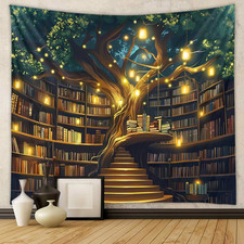 Tree of Life Tapestry Wall Hanging Fantasy Library Tapestry for Bedroom Mysterio