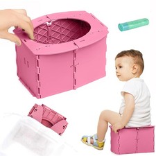Portable Potty Seat for Toddler Foldable Travel Training Toilet Pink