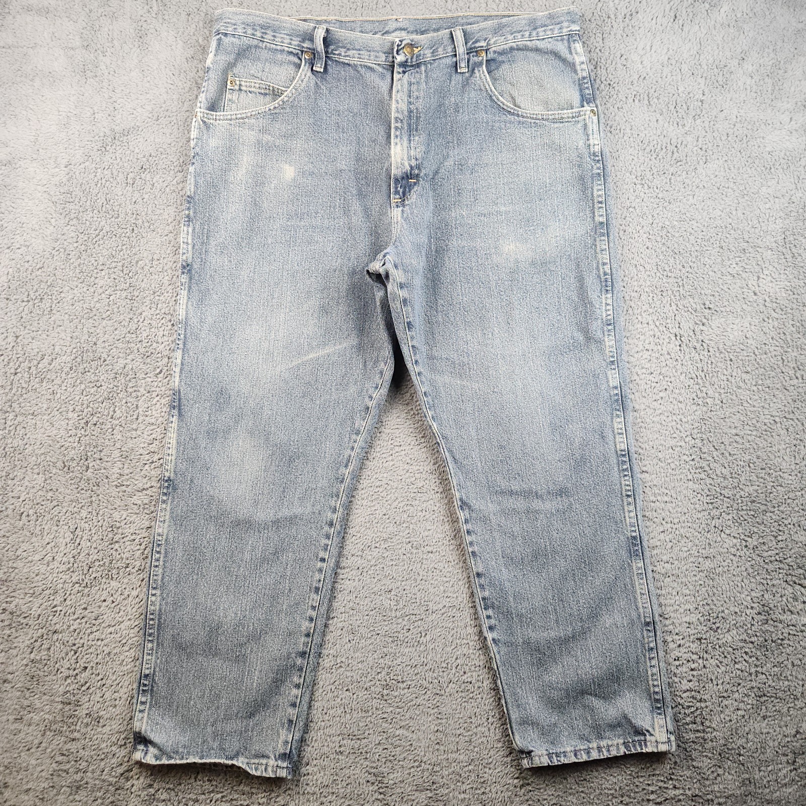 's Relaxed Fit Jeans 40x29 Faded Rugged Wear Gray Indigo Blu