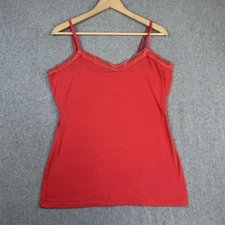 Vintage Dots Tank Top Womens XL Coral Pink Lace Trim Camisole Y2K