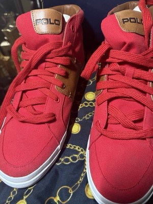 Polo Ralph Lauren Red High Top Talin Corduroy Sneakers Shoes Mens Size 11D