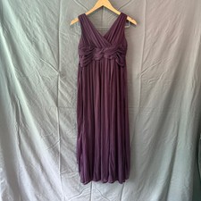 David's Bridal Bridesmaid Dress Size 16 Plum Purple Long Chiffon V-Neck JB5728