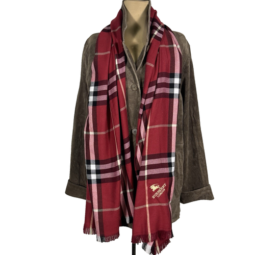 Womens Red Black Beige Plaid Winter Long Neck Scarf Unbranded 76 X 28