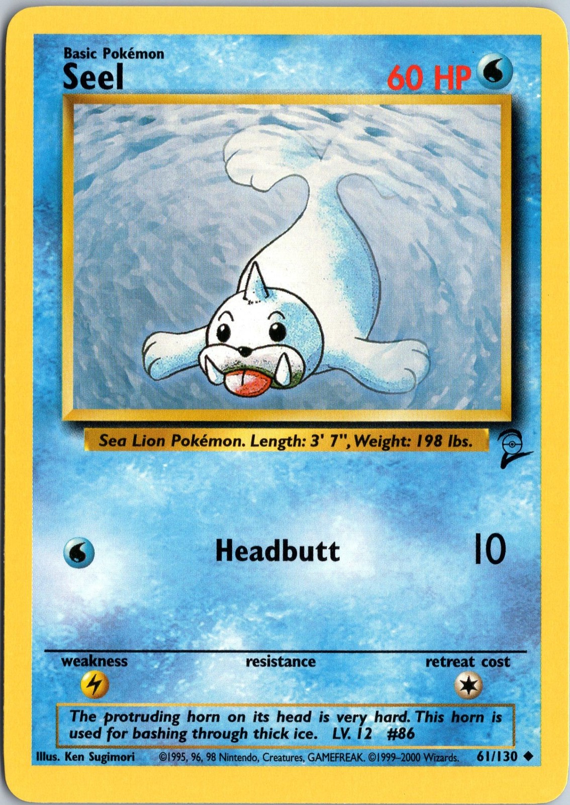 SEEL 61/130 UNCOMMON BASE SET 2 POKEMON NM