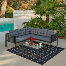 Garden Corner  Sofa Garden Living Patio Dining Corner Sofa with Fire Pit Table