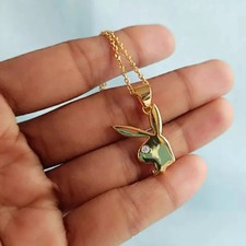 Ciondolo vera moissanite 0,80 ct taglio tondo PLAYBOY BUNNY placcato oro giallo 14 carati