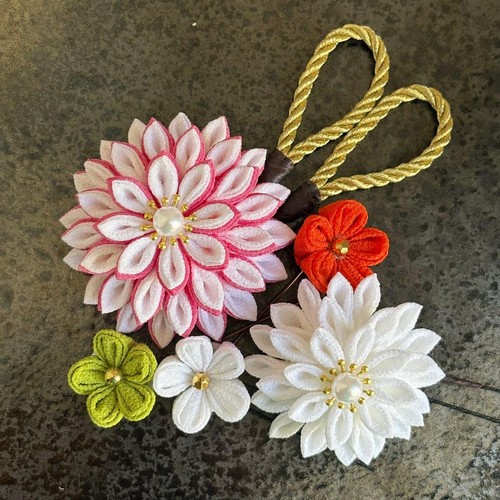 Japanese Tsumami Zaiku Hair Ornament Set Kimono Seijin-shiki Graduation Hakama