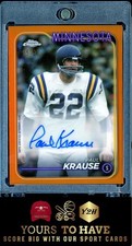 2024 Topps Chrome #BA-PKR Paul Krause Autographs Orange Refractor