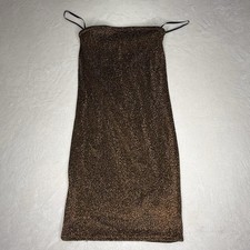 Forever 21 Brown/Gold Sparkly Bodycon Sleeveless Midi Dress Women’s Size Small