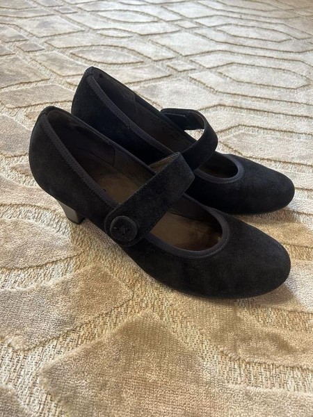 Women Gabor Heels Black Suede 38.5 #7UF3