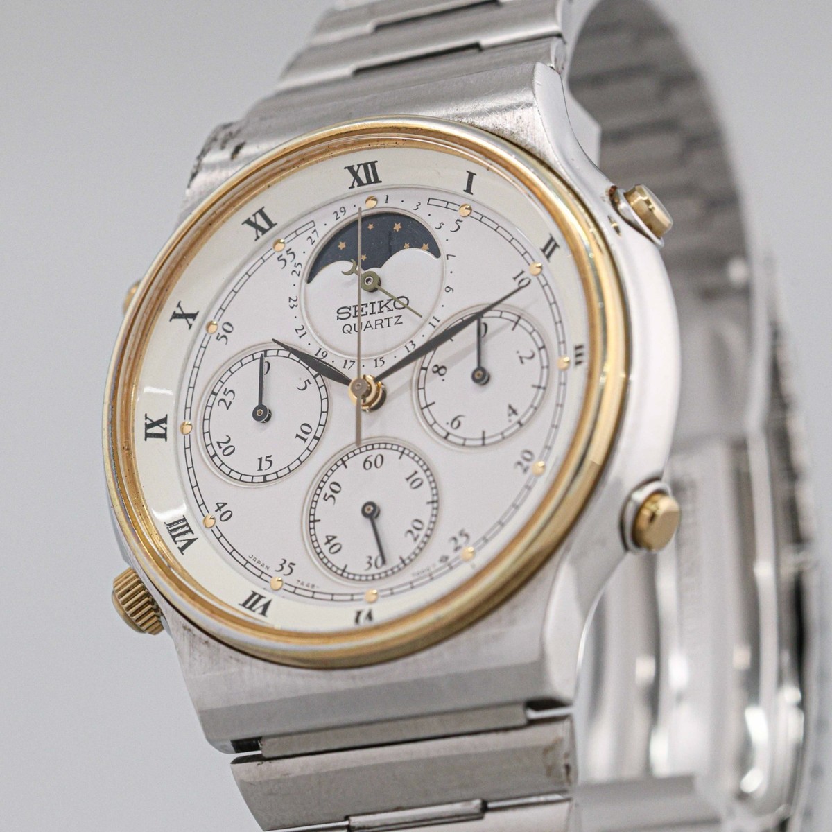 No Tariffs **Exc+5** Vintage SEIKO Moon phase 7A48-7000 Quartz