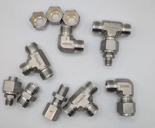 Swagelok Lot of  11 Assorted 1/2" - 1/4" Fittings Elbows Tees Reducer