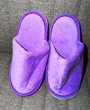 Kids Purple Slip-On Open Toe Slippers US 3 Fabric Upper Flat Casual