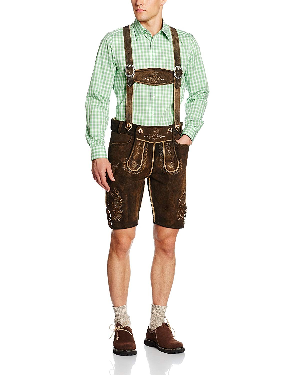 Шланг для шланга Hirschlederhose kurz H-Träger Trachtenhose