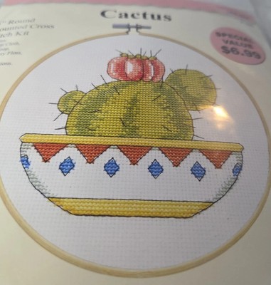 Design Works ''Cactus'' In Bowl Counted Cross Stitch Kit 6'' 