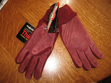 NOS VTG cranberry Wells  Lamont SUEDED LEATHER GLOVES size womens small/medium