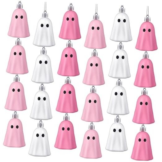 Gejoy Pcs Halloween Hanging Ornaments Cute Ghost 36 Light Pink, Pink,white