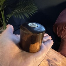 Antique 1900 Travelling Inkwell Wooden Case Mother Of Pearl Dip Pen Ink Pot