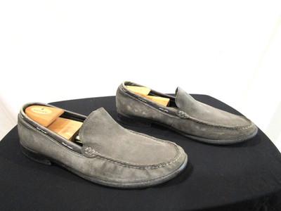 John Varvatos Gray Suede Leather Slip On Loafers Shoes Men  display picture 2