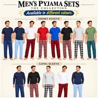 Mens Pyjamas Set Short Long Sleeve Two Piece TShirt Lounge Trouser PJ Nightwear