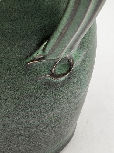 Vintage Studio Art Pottery Ceramic Stoneware Pitcher Vase Green Signed 10"H - Picture 9 of 11