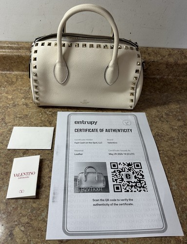 Valentino Rockstud Garavani Pebbled Bowling Bag w/ COA *Pre-Owned* Free Shipping