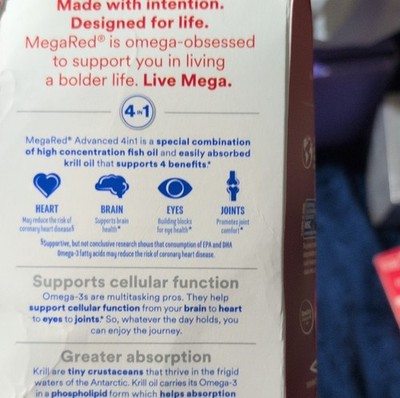 MegaRed Advanced Omega-3 Fish & Krill Oil Softgels Dietary Supplement 80ct 500mg