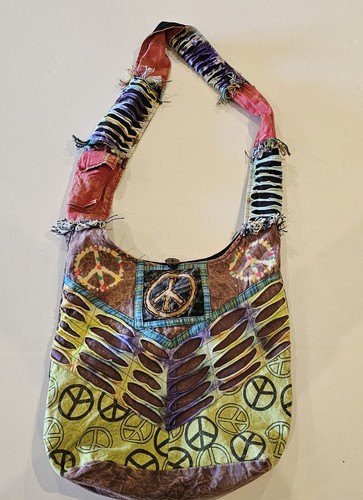 Bohemian Multicolor Patchwork Embroidered Shoulder Bag with Zipper Closure