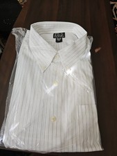 JOS. A. BANK TRAVELERS COLLECTION 17.5/34 STRIPED BUTTON-UP DRESS SHIRT