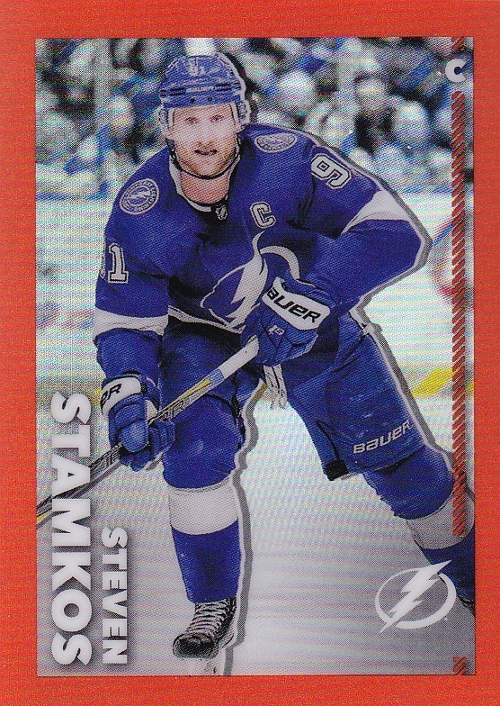 2022-23 Topps Chrome NHL ORANGE REFRACTOR  Sticker #448 Steven Stamkos  /25