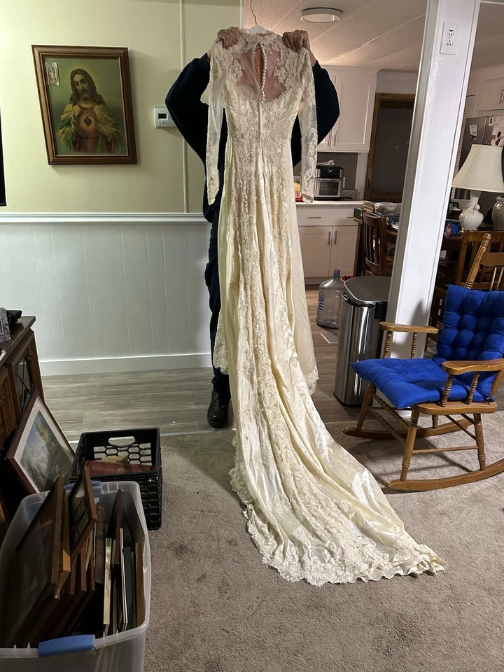 100 Year Old Vintage Victorian Wedding Gown - Image 2 of 4