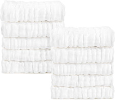 AIDEA Baby Washcloths and Burp Cloths, Absorbent Cotton Muslin Baby Towels, Larg
