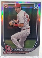 2025 Bowman Chrome Red Rookie Redemption Refractor Thomas Saggese Cards 57 &Base