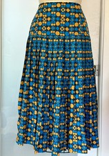 Rare Vintage 1970s Emanuel Ungaro Parall les Pleated Midi Skirt Silk Small