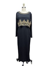 Carole Little Women  s Vintage Embellished Embroidered Maxi Sweater Dress SZ L