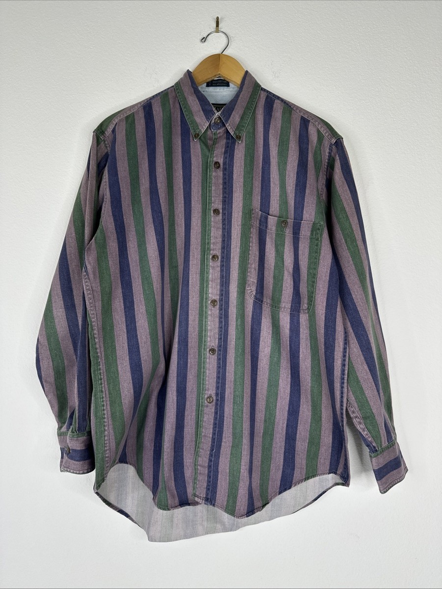 VTG Chaps Ralph Lauren Button Up Shirt Mens Size M Striped Long