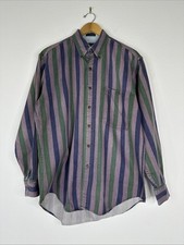 VTG Chaps Ralph Lauren Button Up Shirt Mens Size M Striped Long Sleeve 90s 80s