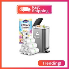 Teivio Small Trash Bags 4 Gallon 120 Counts Garbage Bags, Bathroom Trash Can Bin