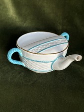 Minton Invalid Feeder Cup Antique English Porcelain C1875 Blue Rope Handles Rare