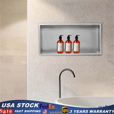 12"x24" Shower Niche Bathroom Stainless Steel Shower Shelf Storage Silver Gray