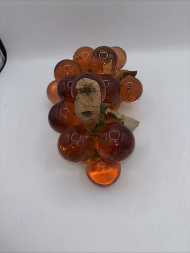 Vintage 1960's MCM Large Driftwood Amber/Orange Lucite 12” Grape Cluster - Picture 4 of 7