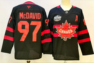Men's Mcdavid #97 Black Team Canada 4 Nations Face-Off Stitched All sizes