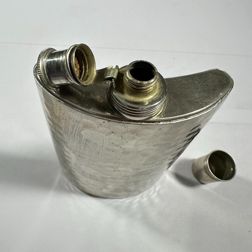 Vintage gehämmerter Metall Flachmann 10 Unzen Zinn gefüttert Made in West Germany 6,75" hoch - Bild 5 von 9