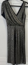 Alice + Olivia Roxy Metallic Drape Front Dress Black/Gold Size 4